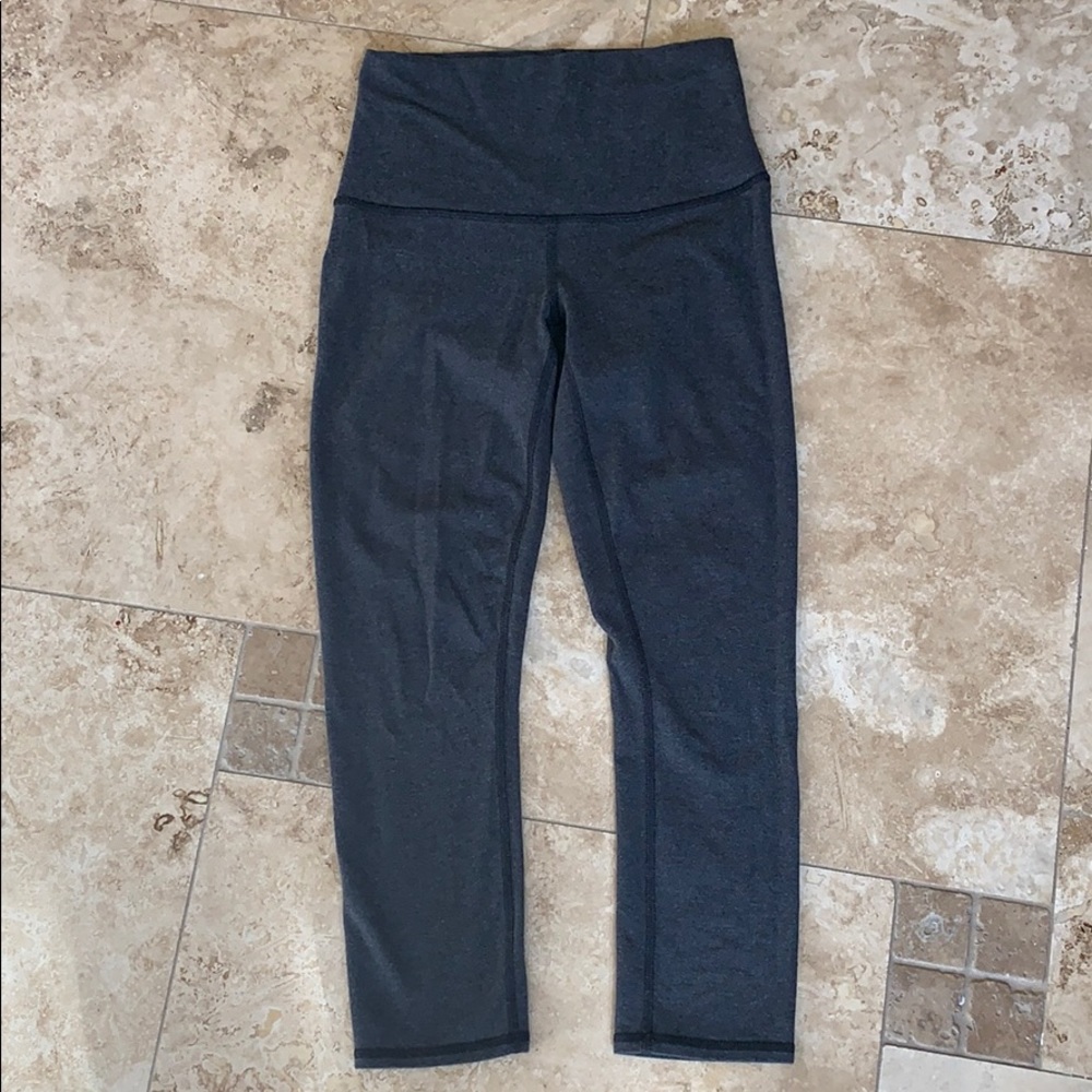 Lululemon grey crop high waist wunder under Sz 2